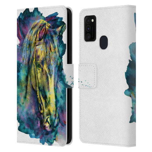 Riza Peker Animals Horse Leather Book Wallet Case Cover For Samsung Galaxy M30s (2019)/M21 (2020)