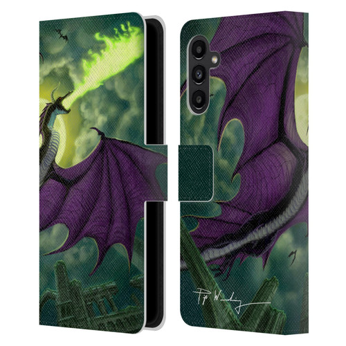 Piya Wannachaiwong Black Dragons Full Moon Leather Book Wallet Case Cover For Samsung Galaxy A13 5G (2021)