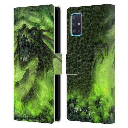 Piya Wannachaiwong Black Dragons Among Skulls Leather Book Wallet Case Cover For Samsung Galaxy A51 (2019)