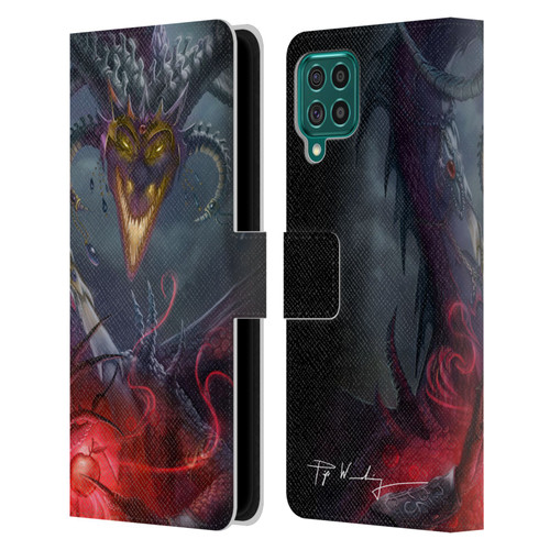 Piya Wannachaiwong Black Dragons Enchanted Leather Book Wallet Case Cover For Samsung Galaxy F62 (2021)
