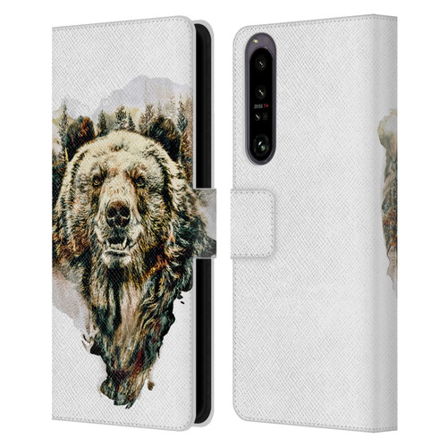 Riza Peker Animals Bear Leather Book Wallet Case Cover For Sony Xperia 1 IV