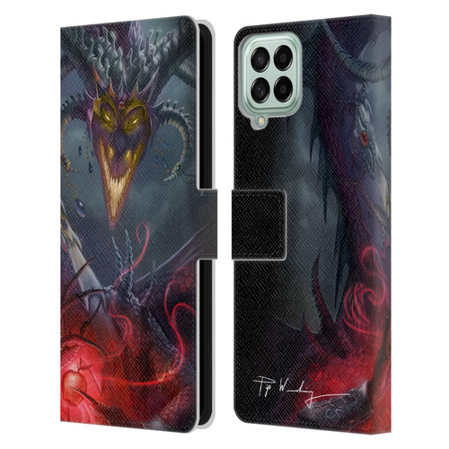 Piya Wannachaiwong Black Dragons Enchanted Leather Book Wallet Case Cover For Samsung Galaxy M53 (2022)