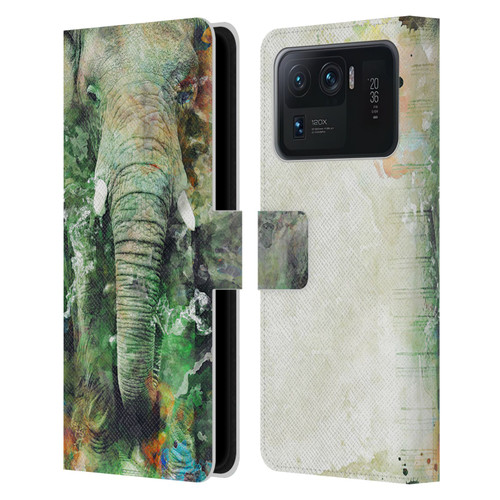 Riza Peker Animals Elephant Leather Book Wallet Case Cover For Xiaomi Mi 11 Ultra