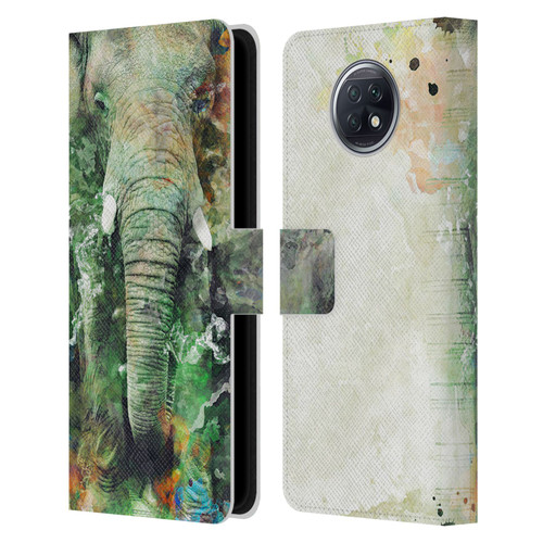 Riza Peker Animals Elephant Leather Book Wallet Case Cover For Xiaomi Redmi Note 9T 5G