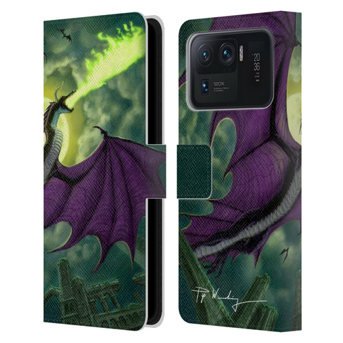 Piya Wannachaiwong Black Dragons Full Moon Leather Book Wallet Case Cover For Xiaomi Mi 11 Ultra