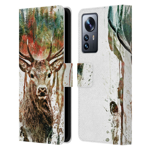 Riza Peker Animals Deer Leather Book Wallet Case Cover For Xiaomi 12 Pro