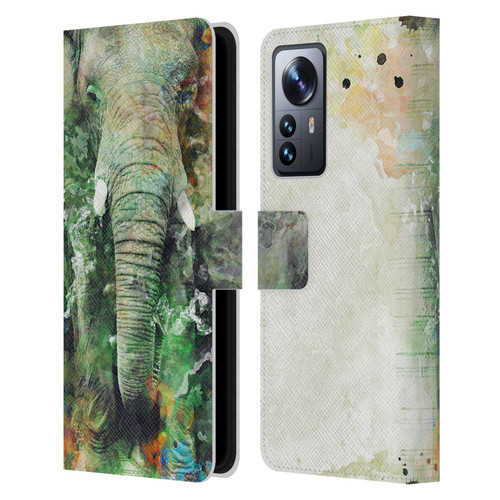 Riza Peker Animals Elephant Leather Book Wallet Case Cover For Xiaomi 12 Pro