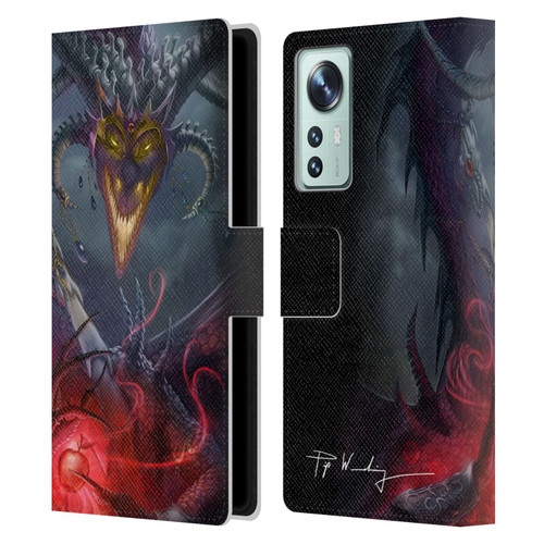 Piya Wannachaiwong Black Dragons Enchanted Leather Book Wallet Case Cover For Xiaomi 12