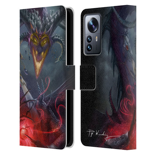 Piya Wannachaiwong Black Dragons Enchanted Leather Book Wallet Case Cover For Xiaomi 12 Pro