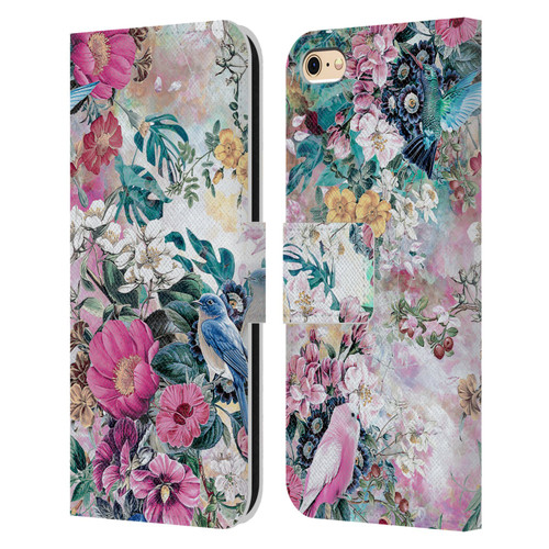 Riza Peker Florals Birds Leather Book Wallet Case Cover For Apple iPhone 6 / iPhone 6s