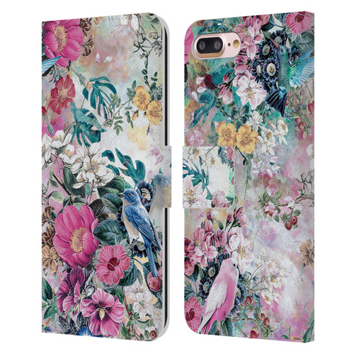 Riza Peker Florals Birds Leather Book Wallet Case Cover For Apple iPhone 7 Plus / iPhone 8 Plus