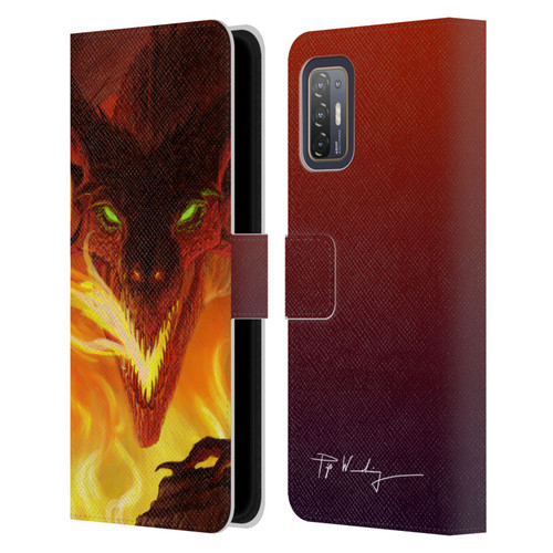 Piya Wannachaiwong Dragons Of Fire Glare Leather Book Wallet Case Cover For HTC Desire 21 Pro 5G