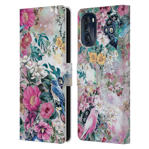 Riza Peker Florals Birds Leather Book Wallet Case Cover For Motorola Moto G (2022)