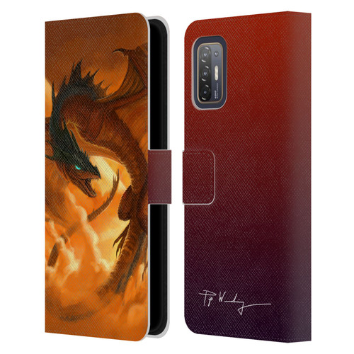 Piya Wannachaiwong Dragons Of Fire Sunrise Leather Book Wallet Case Cover For HTC Desire 21 Pro 5G