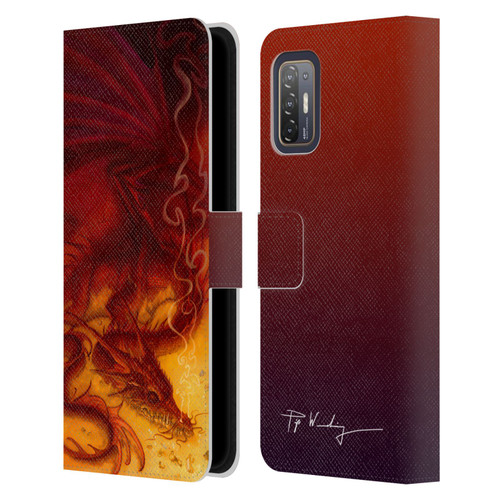 Piya Wannachaiwong Dragons Of Fire Treasure Leather Book Wallet Case Cover For HTC Desire 21 Pro 5G
