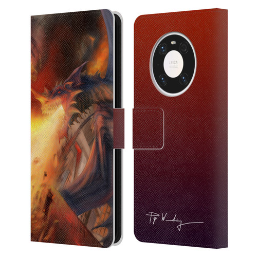 Piya Wannachaiwong Dragons Of Fire Blast Leather Book Wallet Case Cover For Huawei Mate 40 Pro 5G