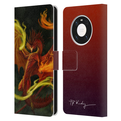 Piya Wannachaiwong Dragons Of Fire Magical Leather Book Wallet Case Cover For Huawei Mate 40 Pro 5G