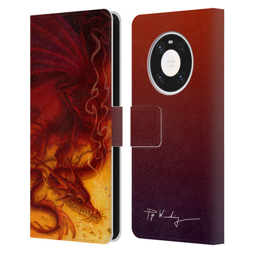 Piya Wannachaiwong Dragons Of Fire Treasure Leather Book Wallet Case Cover For Huawei Mate 40 Pro 5G