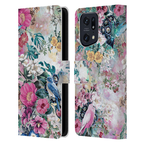 Riza Peker Florals Birds Leather Book Wallet Case Cover For OPPO Find X5 Pro