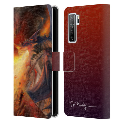 Piya Wannachaiwong Dragons Of Fire Blast Leather Book Wallet Case Cover For Huawei Nova 7 SE/P40 Lite 5G