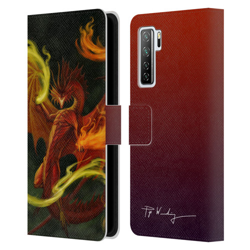 Piya Wannachaiwong Dragons Of Fire Magical Leather Book Wallet Case Cover For Huawei Nova 7 SE/P40 Lite 5G