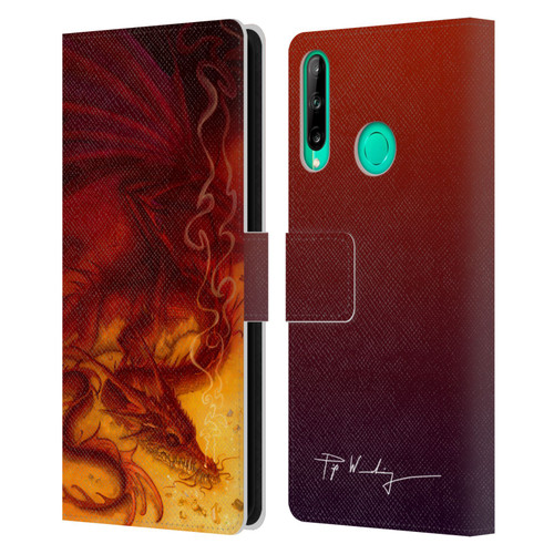 Piya Wannachaiwong Dragons Of Fire Treasure Leather Book Wallet Case Cover For Huawei P40 lite E