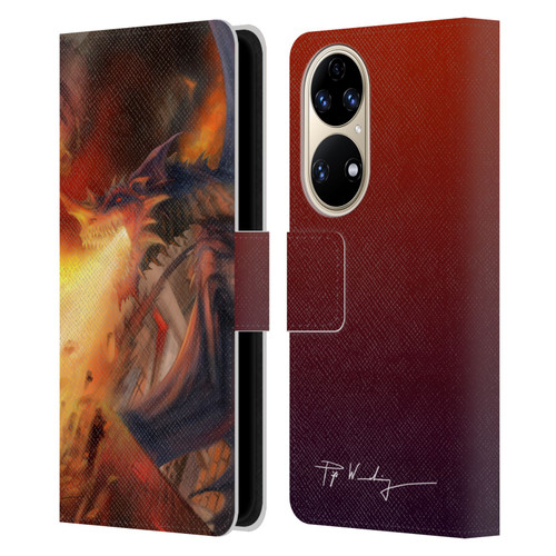 Piya Wannachaiwong Dragons Of Fire Blast Leather Book Wallet Case Cover For Huawei P50
