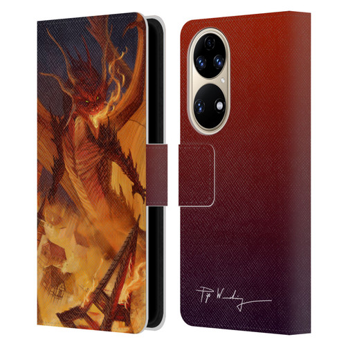 Piya Wannachaiwong Dragons Of Fire Dragonfire Leather Book Wallet Case Cover For Huawei P50