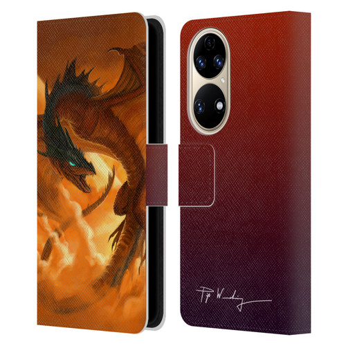 Piya Wannachaiwong Dragons Of Fire Sunrise Leather Book Wallet Case Cover For Huawei P50