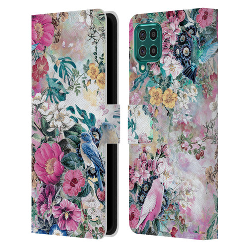 Riza Peker Florals Birds Leather Book Wallet Case Cover For Samsung Galaxy F62 (2021)
