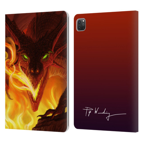 Piya Wannachaiwong Dragons Of Fire Glare Leather Book Wallet Case Cover For Apple iPad Pro 11 2020 / 2021 / 2022