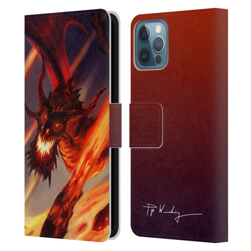 Piya Wannachaiwong Dragons Of Fire Soar Leather Book Wallet Case Cover For Apple iPhone 12 / iPhone 12 Pro