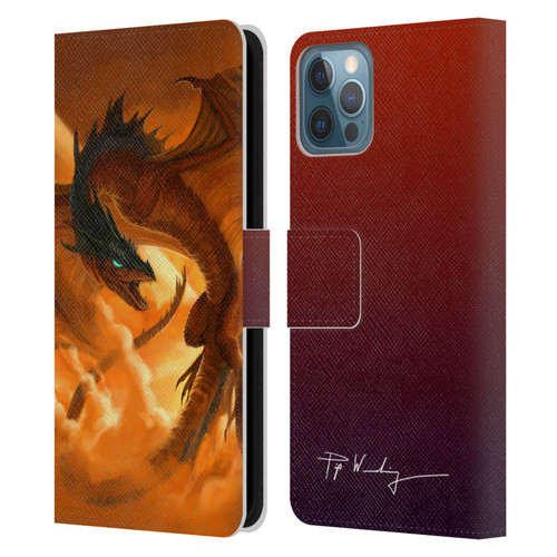 Piya Wannachaiwong Dragons Of Fire Sunrise Leather Book Wallet Case Cover For Apple iPhone 12 / iPhone 12 Pro