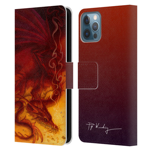 Piya Wannachaiwong Dragons Of Fire Treasure Leather Book Wallet Case Cover For Apple iPhone 12 / iPhone 12 Pro