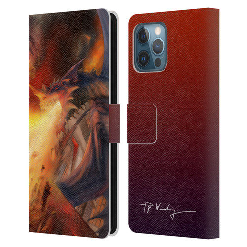 Piya Wannachaiwong Dragons Of Fire Blast Leather Book Wallet Case Cover For Apple iPhone 12 Pro Max