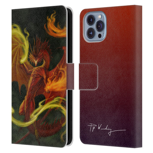 Piya Wannachaiwong Dragons Of Fire Magical Leather Book Wallet Case Cover For Apple iPhone 14