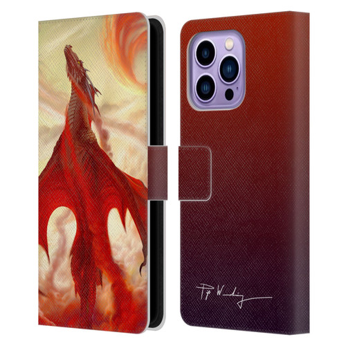 Piya Wannachaiwong Dragons Of Fire Mighty Leather Book Wallet Case Cover For Apple iPhone 14 Pro Max