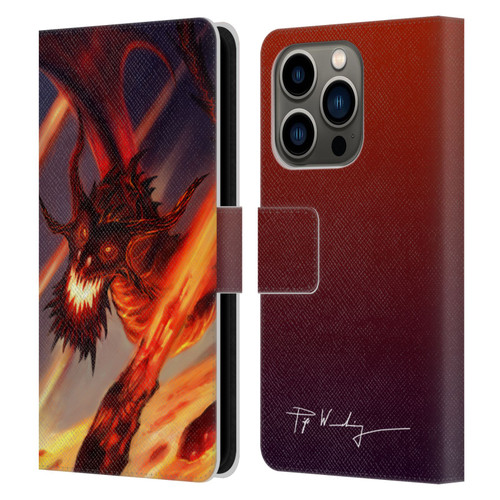 Piya Wannachaiwong Dragons Of Fire Soar Leather Book Wallet Case Cover For Apple iPhone 14 Pro