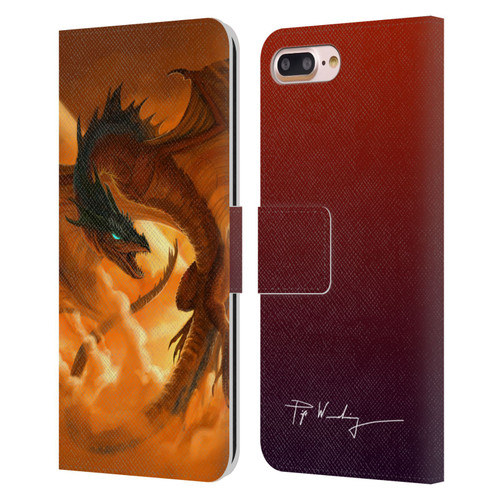 Piya Wannachaiwong Dragons Of Fire Sunrise Leather Book Wallet Case Cover For Apple iPhone 7 Plus / iPhone 8 Plus