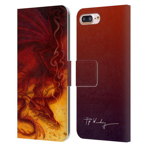 Piya Wannachaiwong Dragons Of Fire Treasure Leather Book Wallet Case Cover For Apple iPhone 7 Plus / iPhone 8 Plus
