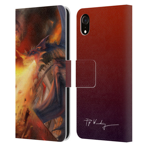 Piya Wannachaiwong Dragons Of Fire Blast Leather Book Wallet Case Cover For Apple iPhone XR
