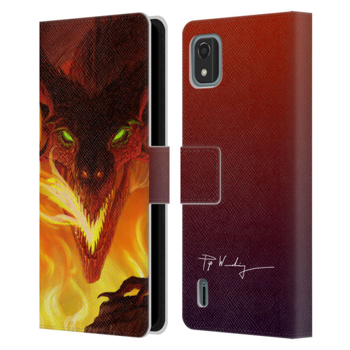 Piya Wannachaiwong Dragons Of Fire Glare Leather Book Wallet Case Cover For Nokia C2 2nd Edition