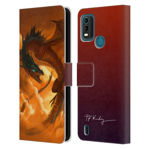 Piya Wannachaiwong Dragons Of Fire Sunrise Leather Book Wallet Case Cover For Nokia G11 Plus