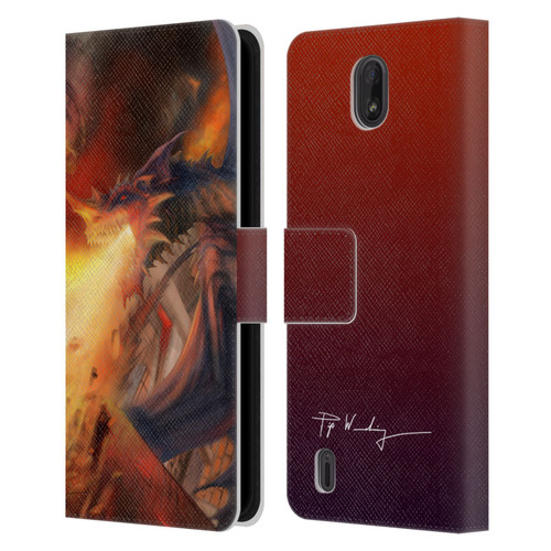 Piya Wannachaiwong Dragons Of Fire Blast Leather Book Wallet Case Cover For Nokia C01 Plus/C1 2nd Edition