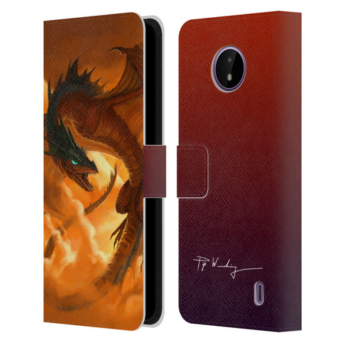 Piya Wannachaiwong Dragons Of Fire Sunrise Leather Book Wallet Case Cover For Nokia C10 / C20