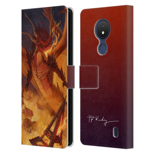 Piya Wannachaiwong Dragons Of Fire Dragonfire Leather Book Wallet Case Cover For Nokia C21