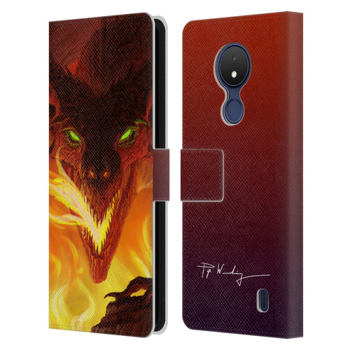 Piya Wannachaiwong Dragons Of Fire Glare Leather Book Wallet Case Cover For Nokia C21