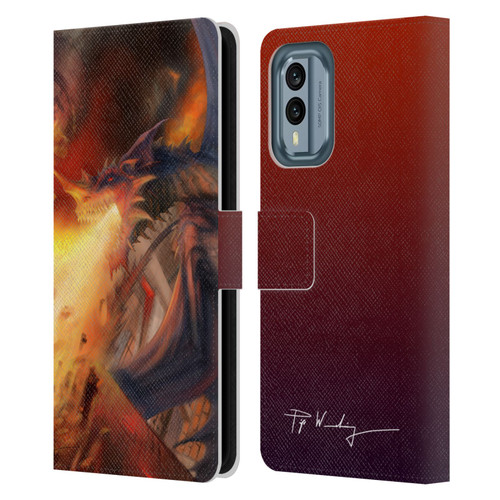 Piya Wannachaiwong Dragons Of Fire Blast Leather Book Wallet Case Cover For Nokia X30