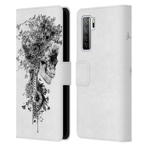 Riza Peker Skulls 6 Black And White Leather Book Wallet Case Cover For Huawei Nova 7 SE/P40 Lite 5G