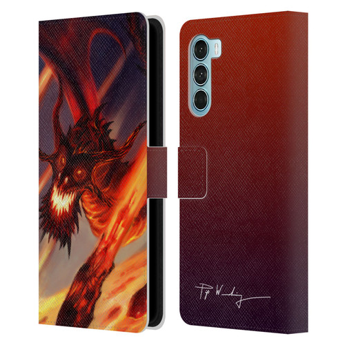 Piya Wannachaiwong Dragons Of Fire Soar Leather Book Wallet Case Cover For Motorola Edge S30 / Moto G200 5G
